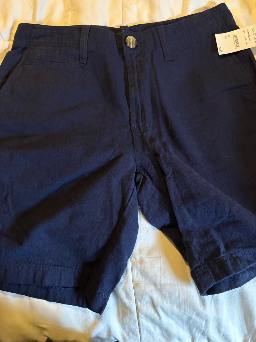 Nordstrom Men’s Navy Flat-Front Cotton Blend Shorts
